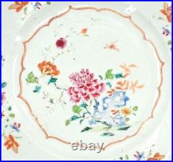 Pair Chinese Export Famille Rose Qianlong Plates 1736-95 9 Inch Diameter