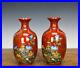 Pair-Chinese-Qing-Qianlong-Red-Glazed-Ground-Famille-Rose-Enamel-Porcelain-Vase-01-zu