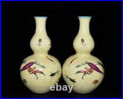 Pair Old Chinese Famille Rose Porcelain Vase Qianlong Marked St1204