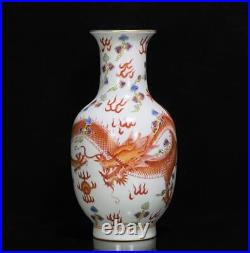 Pair Old Chinese Famille Rose Porcelain Vase Qianlong Marked St1325