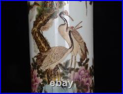 Pair Old Chinese Famille Rose Porcelain Vase Qianlong Marked St484
