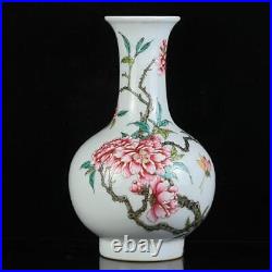 Pair Old Rare Chinese Famille Rose Vase With Qianlong Marked (wx656)