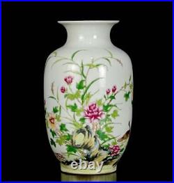 Pair Old Rare Chinese Qianlong Marked Famille Rose Porcelain Vase (x221)