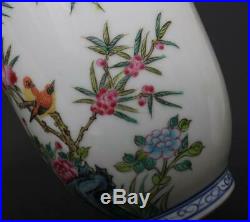 Pair Perfect Antique Chinese Porcelain Famille-Rose Vase Qianlong Mark-begonias