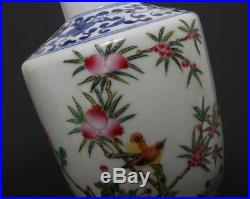 Pair Perfect Antique Chinese Porcelain Famille-Rose Vase Qianlong Mark-begonias