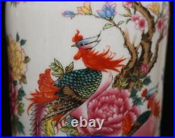 Pair Qianlong Signed Antique Chinese Famille Rose Vase Withphoenix