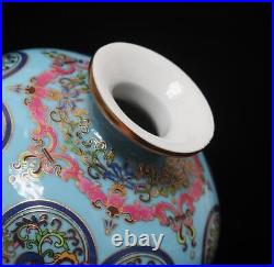 Pair Qianlong Signed Chinese Famille Rose Vase Withflowers