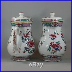 Pair of large Chinese famille rose jugs and covers, Qianlong (1736-95)