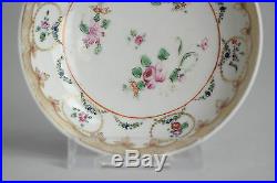 Perfect! Antique 18th Qianlong Qing Chinese Porcelain Saucer Famille Rose China