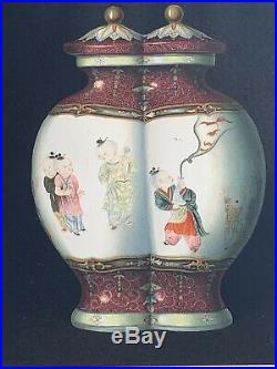 QianLong Chien lung Imperial Fencai Falangcai Double Vase Rose Famille Art j8