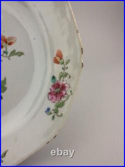 Qianlong Chinese Qing Dynasty Famille Rose Porcelain Plate 18th Export Octagonal