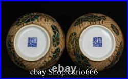 Qianlong Famille Rose Porcelain Gilt Fish Lotus Flower Pattern Bottle Vase Pair