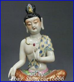 Qianlong Famille Rose Porcelain Kwan-yin Guan Quan Yin Bodhisattva Buddha Statue