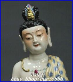 Qianlong Famille Rose Porcelain Kwan-yin Guan Quan Yin Bodhisattva Buddha Statue