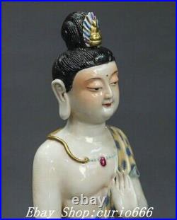 Qianlong Famille Rose Porcelain Kwan-yin Guan Quan Yin Bodhisattva Buddha Statue