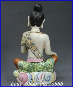 Qianlong Famille Rose Porcelain Kwan-yin Guan Quan Yin Bodhisattva Buddha Statue