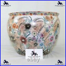 Qianlong Fish Bowl Vase Cloisonné Famille Rose 12 Diameter Koi Goldfish 041208