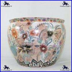 Qianlong Fish Bowl Vase Cloisonné Famille Rose 12 Diameter Koi Goldfish 041208