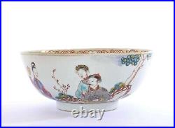 Qianlong Period 18th Century Chinese Export Famille Rose Punch Bowl Figure