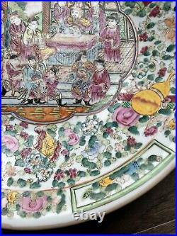 Qianlong Rose-Famille Large Charger, Chinese Antique Handpainted Charger, 36cm