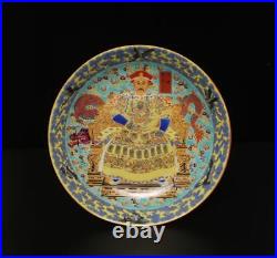 Qianlong Signed Antique Chinese Famille Rose Dish Withemperor