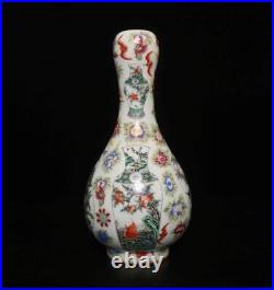 Qianlong Signed Antique Chinese Famille Rose Vase Withfigure