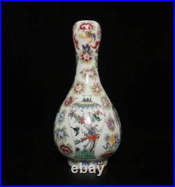 Qianlong Signed Antique Chinese Famille Rose Vase Withfigure