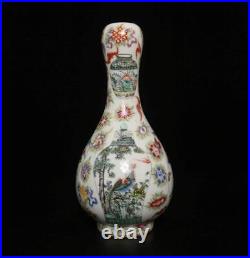 Qianlong Signed Antique Chinese Famille Rose Vase Withfigure