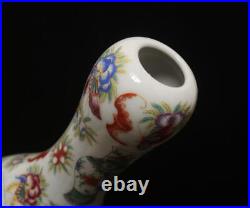 Qianlong Signed Antique Chinese Famille Rose Vase Withfigure