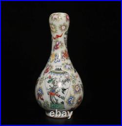 Qianlong Signed Antique Chinese Famille Rose Vase Withfish