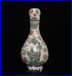 Qianlong Signed Antique Chinese Famille Rose Vase Withfish