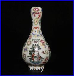 Qianlong Signed Antique Chinese Famille Rose Vase Withfish