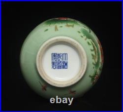 Qianlong Signed Old Antique Chinese Famille Rose Vase Withdragonfly