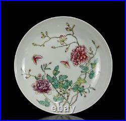 Qianlong Signed Old Chinese Famille Rose Dish Withflower CK455