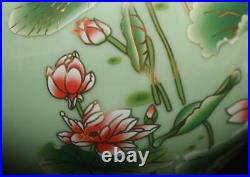 Qianlong Signed Old Chinese Famille Rose Vase Pot Withdragonfly