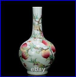 Qianlong Signed Old Chinese Famille Rose Vase Withpeach CK426