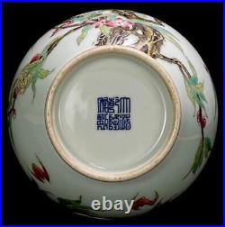 Qianlong Signed Old Chinese Famille Rose Vase Withpeach CK426