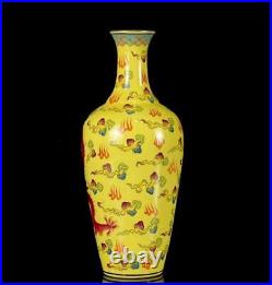 Qianlong Signed Pair Old Chinese Famille Rose Vase Withdragon N1316