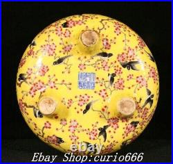 Qianlong Yellow Glaze Famille Rose Porcelain Flower Bird Pattern Incense Burner