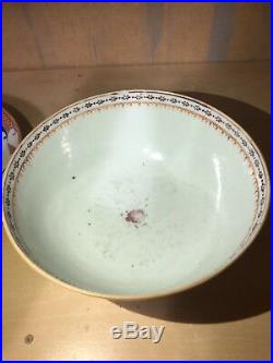Qing Dynasty Qianlong export porcelain Famille Rose bowl and plate