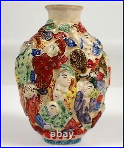 RARE Antique Chinese Qing Qianlong Famille Rose 18 Luohan Immortal Snuff Bottle