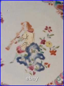 RARE QIANLONG Family Pink Chinese Flat Musician Chinese 18th Oboe Player