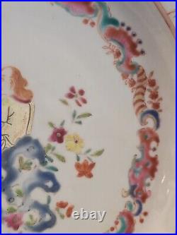 RARE QIANLONG Family Pink Chinese Flat Musician Chinese 18th Oboe Player