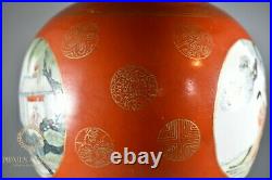 Rare Antique Qianlong Chinese Porcelain Handpainted Famille Rose Lamp And Shade