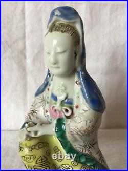 Rare Chinese 18thC Export Famille Rose Figure of GUANYIN Qianlong Period VGC