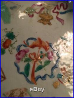 Rare Chinese Famille Rose Porcelain Tray, 18th/19th Century, Qianlong or Jiaqing