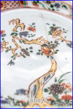 Rare Chinese Plate Porcelain Famille Rose Verte Tree Qing Kangxi (1661 1722)