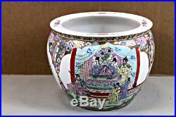 Rare Chinese Qianlong Gold Famille Rose Porcelain Fish Bowl Chien Lung Mark Old
