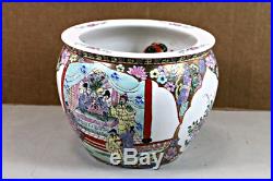Rare Chinese Qianlong Gold Famille Rose Porcelain Fish Bowl Chien Lung Mark Old