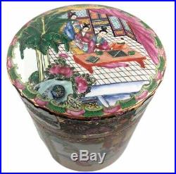 Rare Qianlong Chinese Famille Rose Lidded Tobacco Humidor Tea Caddy Large